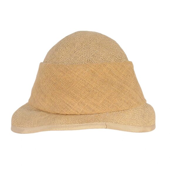 SANDRA PHILLIPPS London Vintage Burlap Bow Cloche Summer Hat O/S - Picture 4 of 11